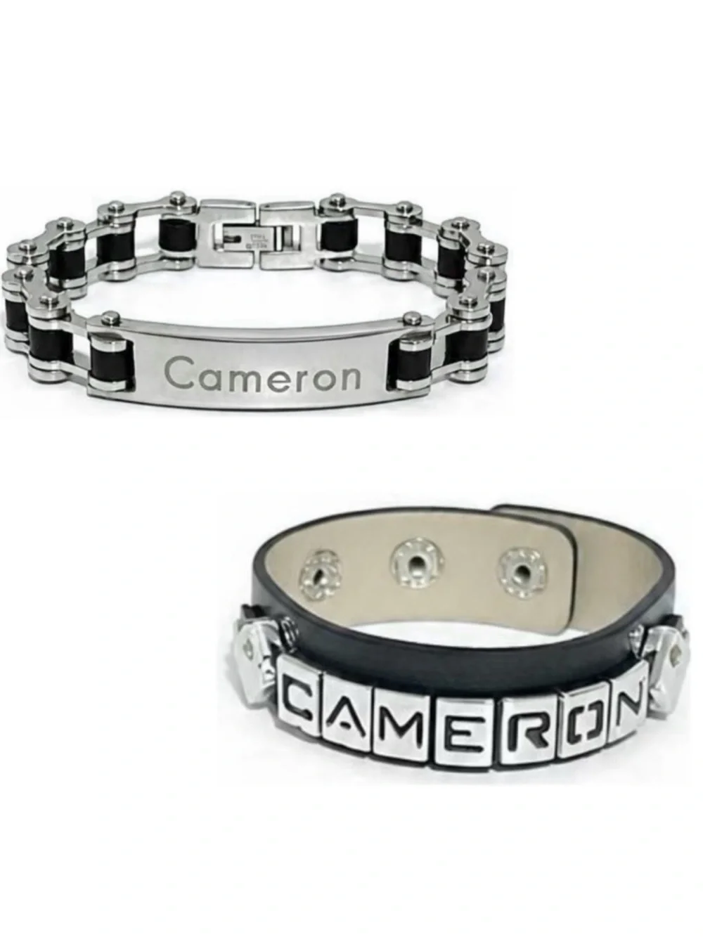 Cameron Chain ID Bracelet & Leather Snap Bracelet